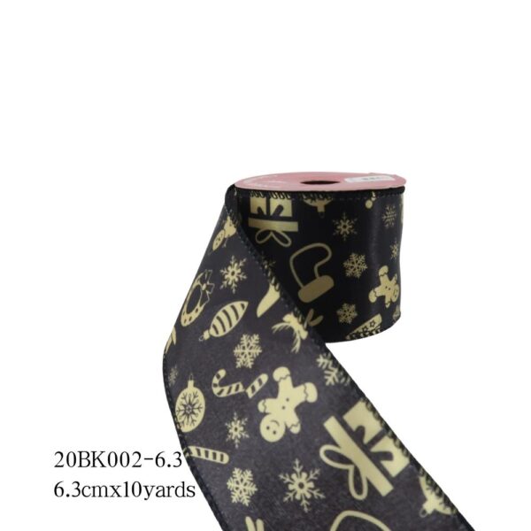 Black Christmas Traditions Candy Gingerbread Decoration Satin Ribbon