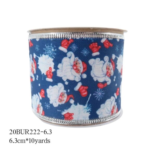 Navy Fabric Ribbon with Santa for Christmas Festival - Image 2