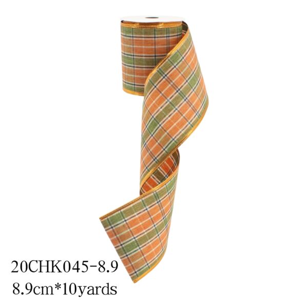 Halloween & Fall Orange and Green Tartan Plaid Ribbon - Image 4