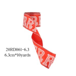Christmas Decor Red Satin Ribbon with WhiteWords