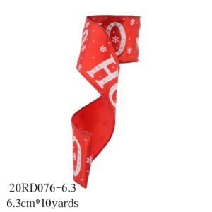 Christmas Decor Red Satin Ribbon Printed Words& Glitter diamond
