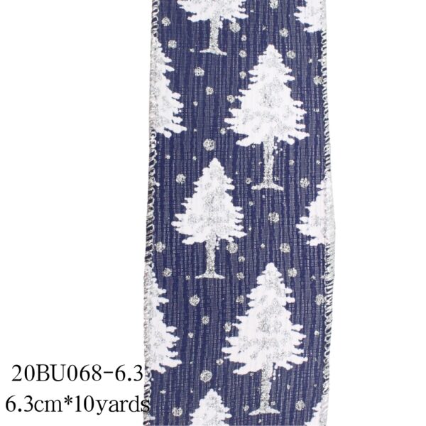 Dark Blue Ribbon with White Glitter Christmas Tree - Image 2