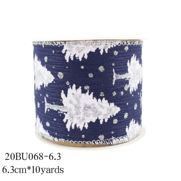 Dark Blue Ribbon with White Glitter Christmas Tree