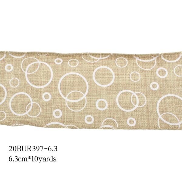 Linen Ribbon with White Circle Christmas Decoration - Image 2