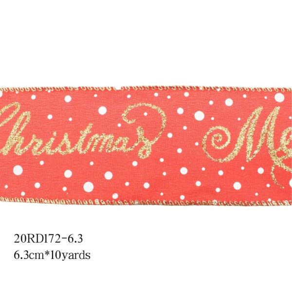 Gold Glitter Letters on Red Ribbons for Christmas Decorations - Image 2